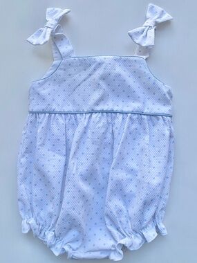 Little English 2T White, Blue Polka Dot Bubble Romper — Boutique, Classic